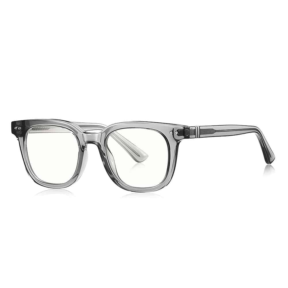 Techsuit - Anti-Blue Light Glasses Reflex Pc (2229) - For Men, Round, Tr90&metal Frame, Ac Lens - Transparent/gray