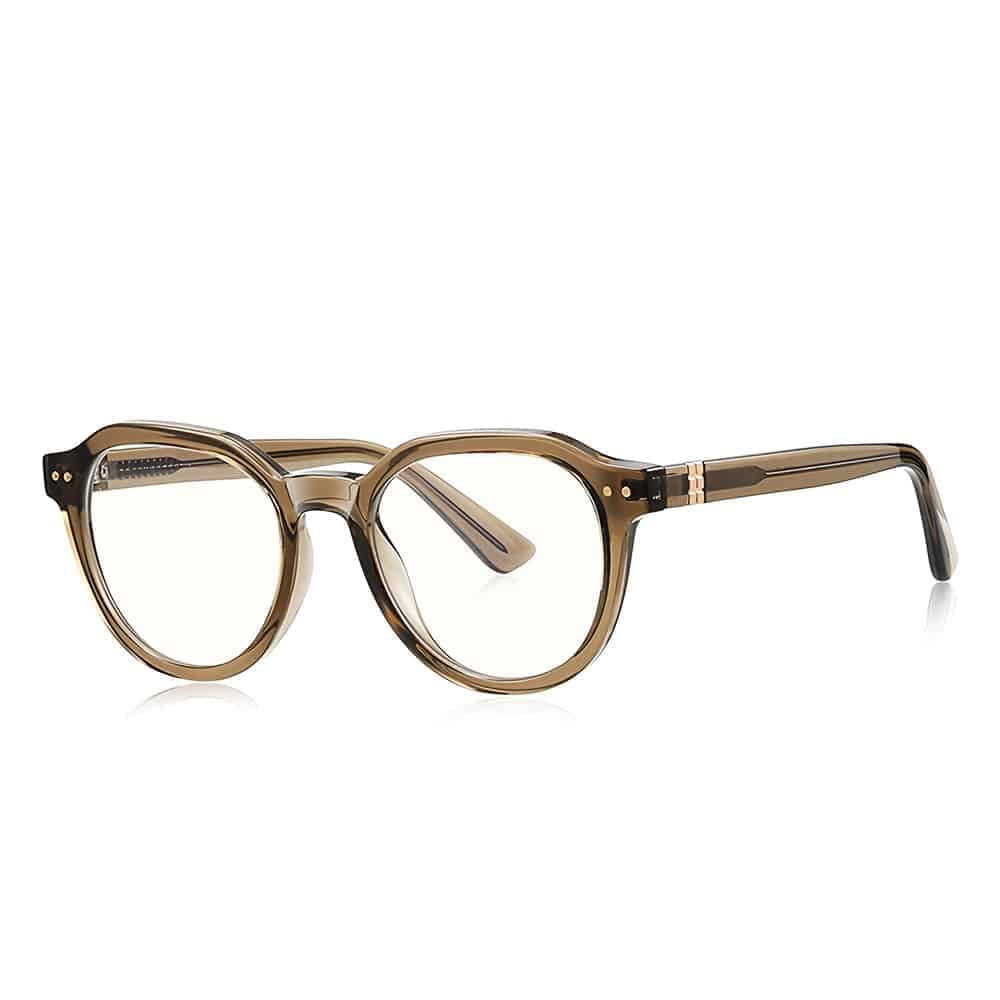 Techsuit - Anti-Blue Light Glasses Reflex Pc (2228) - Round, Tr90&metal Frame, Ac Lens - Transparent/brown