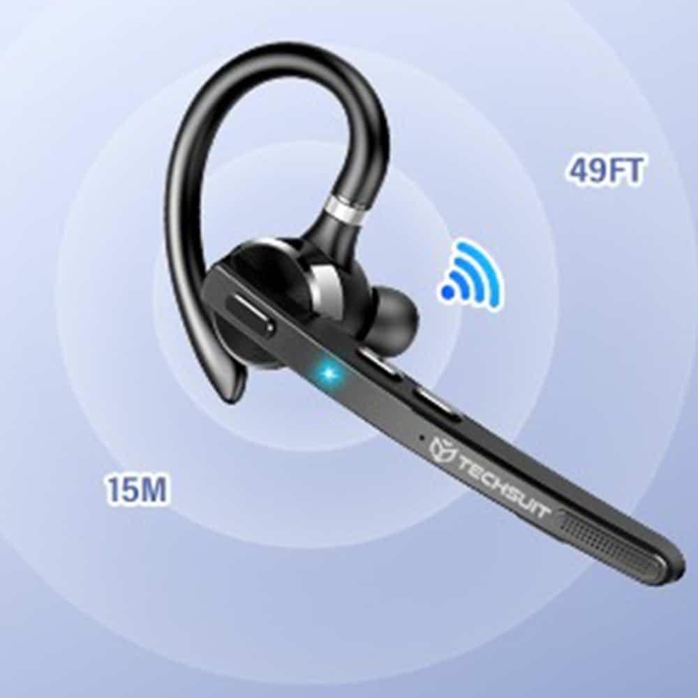 Techsuit - Premium Bluetooth Headset Talkzen (g9) - Handsfree, Bt5.1, Dual Noise Cancelling Microphone, 500mah, 72hrs - Black 4