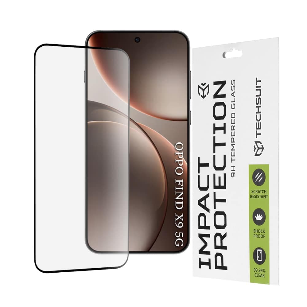 Techsuit - 111d Full Cover / Full Glue Glass - Oppo Find X9 - Black