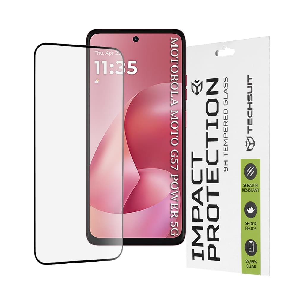 Techsuit - 111d Full Cover / Full Glue Glass - Motorola Moto G57 Power / G67 Power - Black