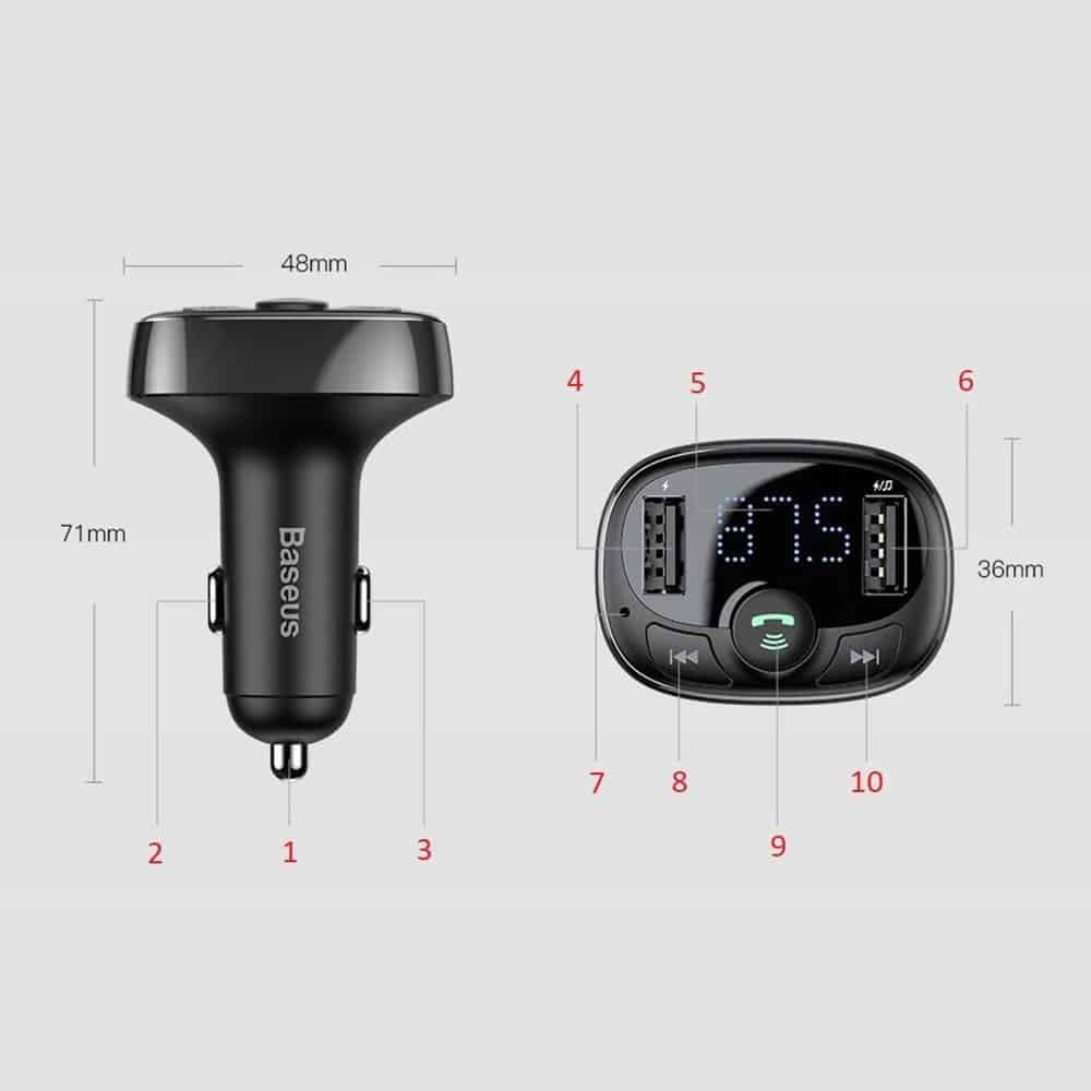 Bluetooth transmitter / car charger Baseus S-09A (Overseas Edition) - Μαύρο 6