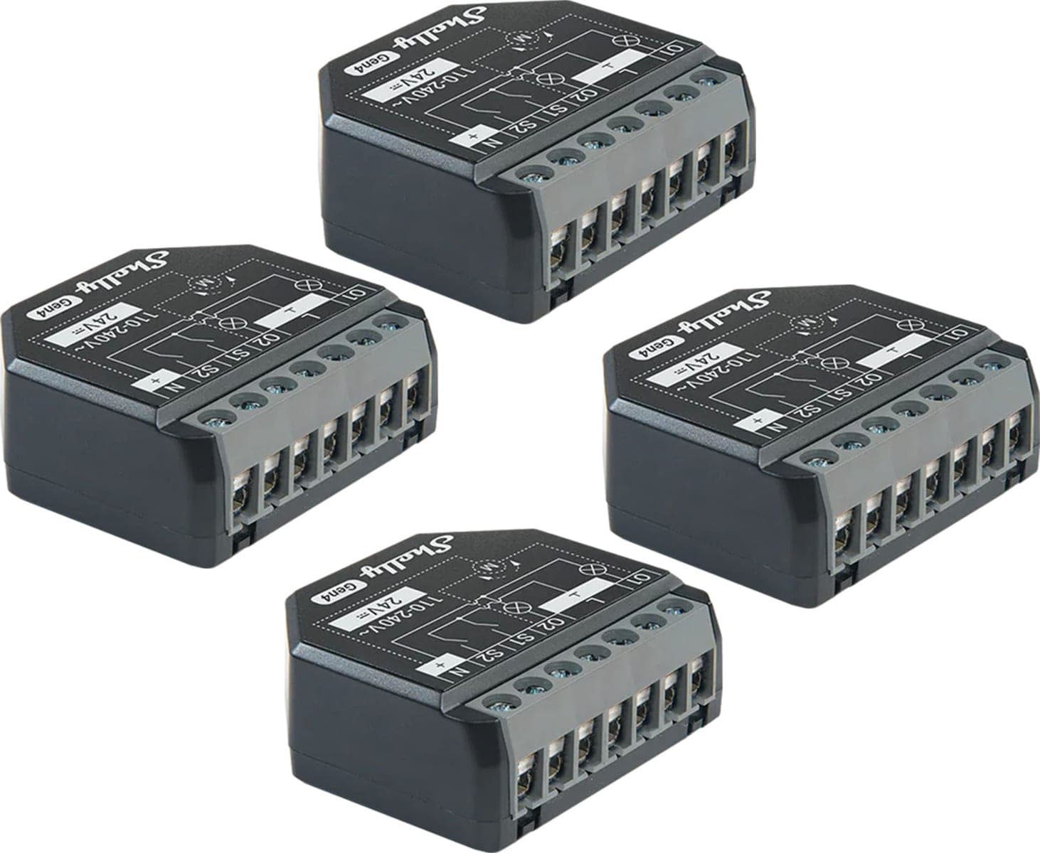 Σετ 4 Ελεγκτών Zigbee/matter Shelly 2pm Gen4
