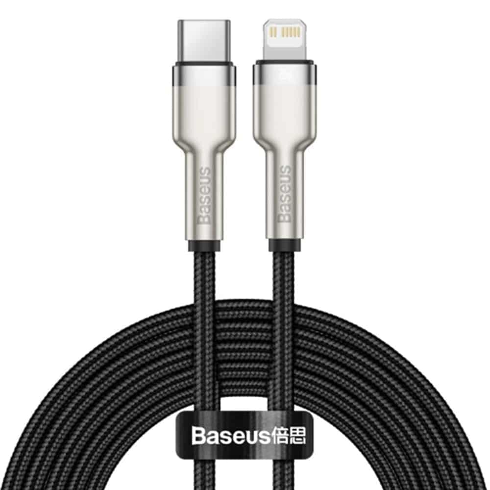 Baseus Cafule Series Metal Data USB Type C - Lightning Καλώδιο Power Delivery 20 W 0,25 m black (CATLJK-01)