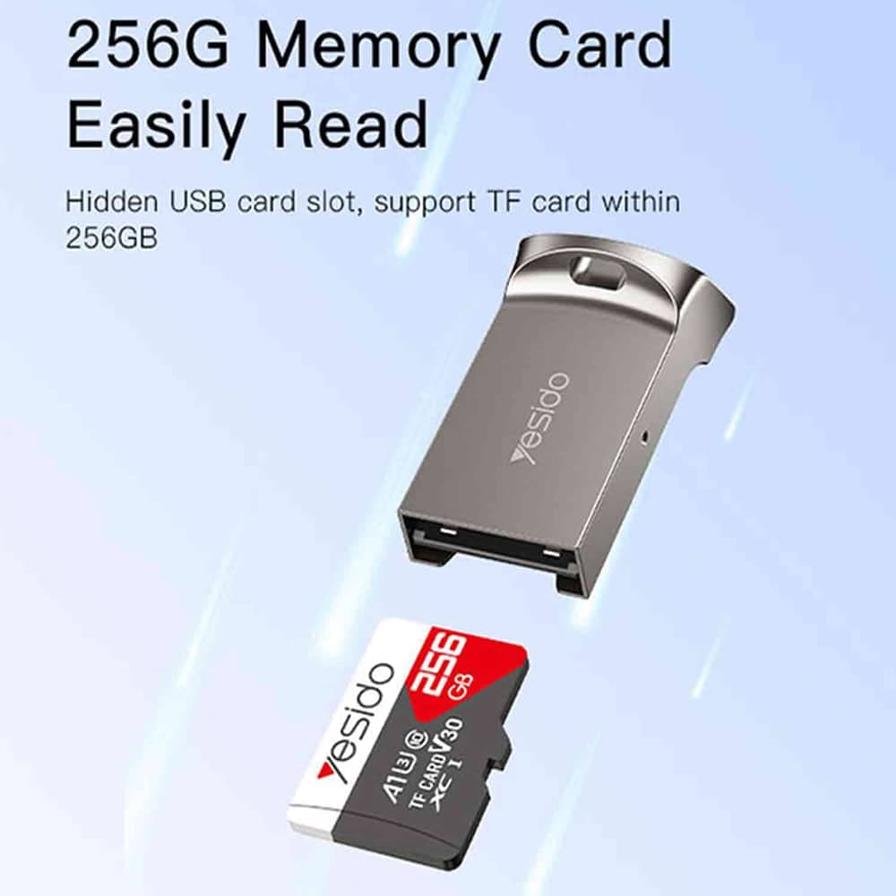 Yesido - Card Reader (gs20) - Usb To Tf Card, Aluminium Alloy, 480mbps - Grey 3