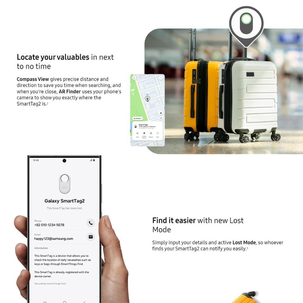 Samsung - Galaxy SmartTag2 (EI-T5600BWEGEU) - Bluetooth 5.3, Anti-Loss Device - White 5
