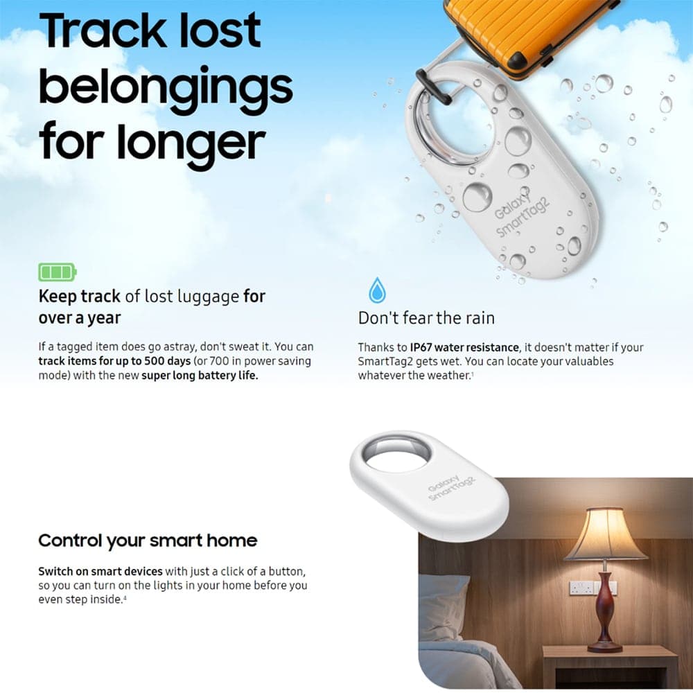 Samsung - Galaxy SmartTag2 (EI-T5600BWEGEU) - Bluetooth 5.3, Anti-Loss Device - White 6
