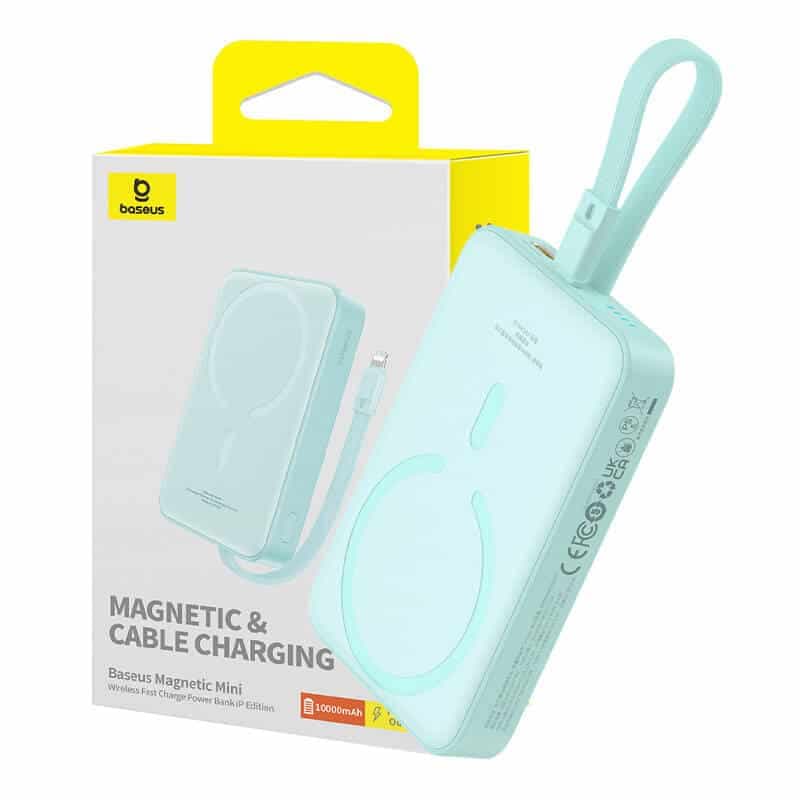 Baseus Magnetic Mini MagSafe 10000mAh 20W powerbank με ενσωματωμένο καλώδιο Lightning - μπλε
