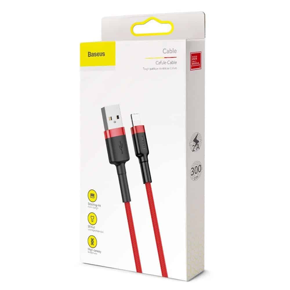 Baseus Cafule Καλώδιο durable nylon cord USB / Lightning QC3.0 2A 3M red (CALKLF-R09) 7