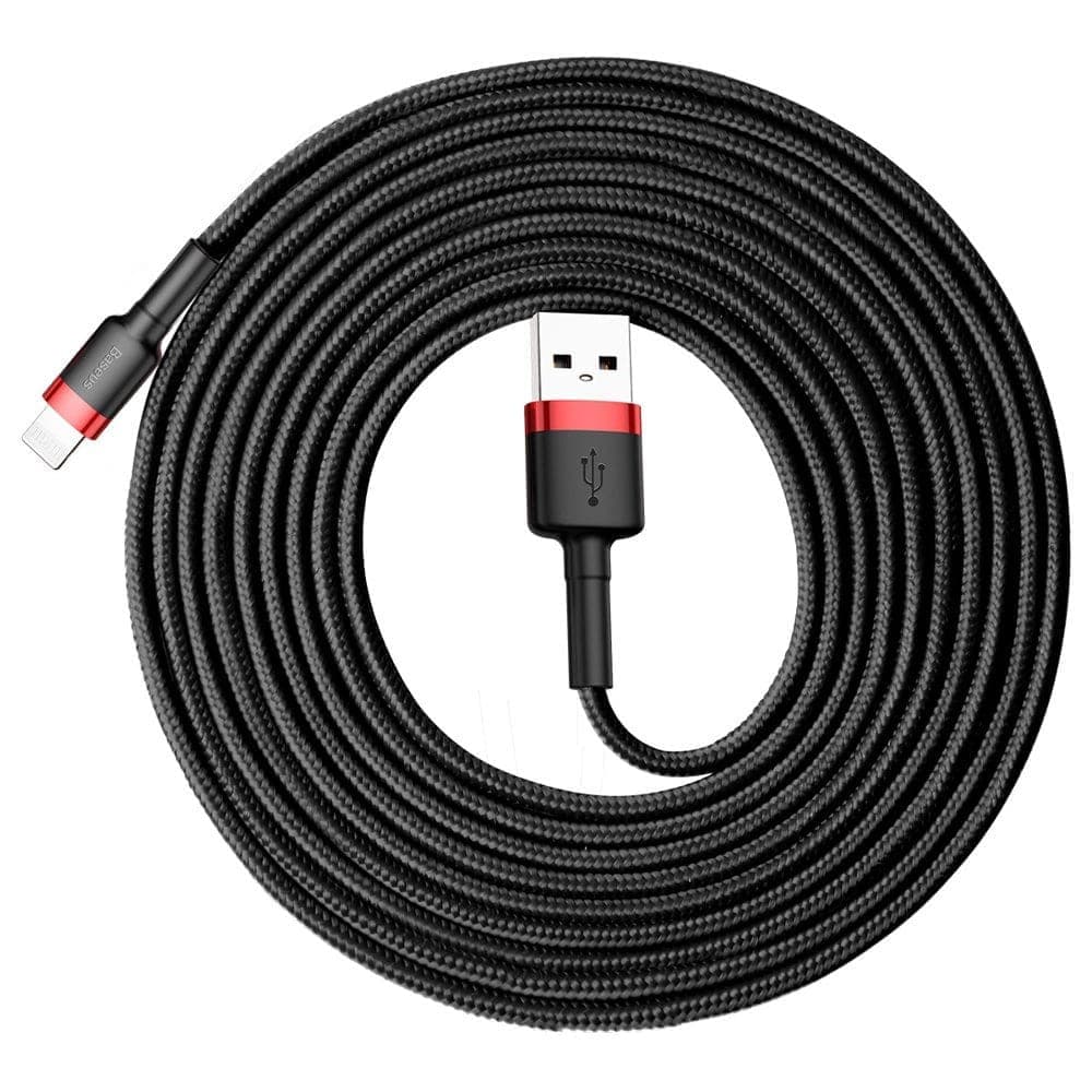 Baseus Cafule Καλώδιο durable nylon cord USB / Lightning QC3.0 2A 3M (Μαύρο-Κόκκινο) (CALKLF-R91) 2
