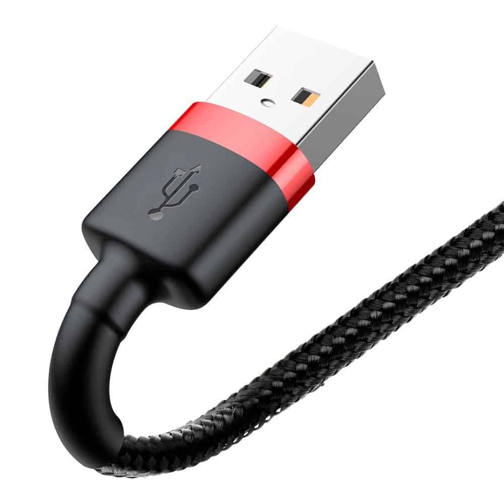 Baseus Cafule Καλώδιο durable nylon cord USB / Lightning QC3.0 2A 3M (Μαύρο-Κόκκινο) (CALKLF-R91) 5