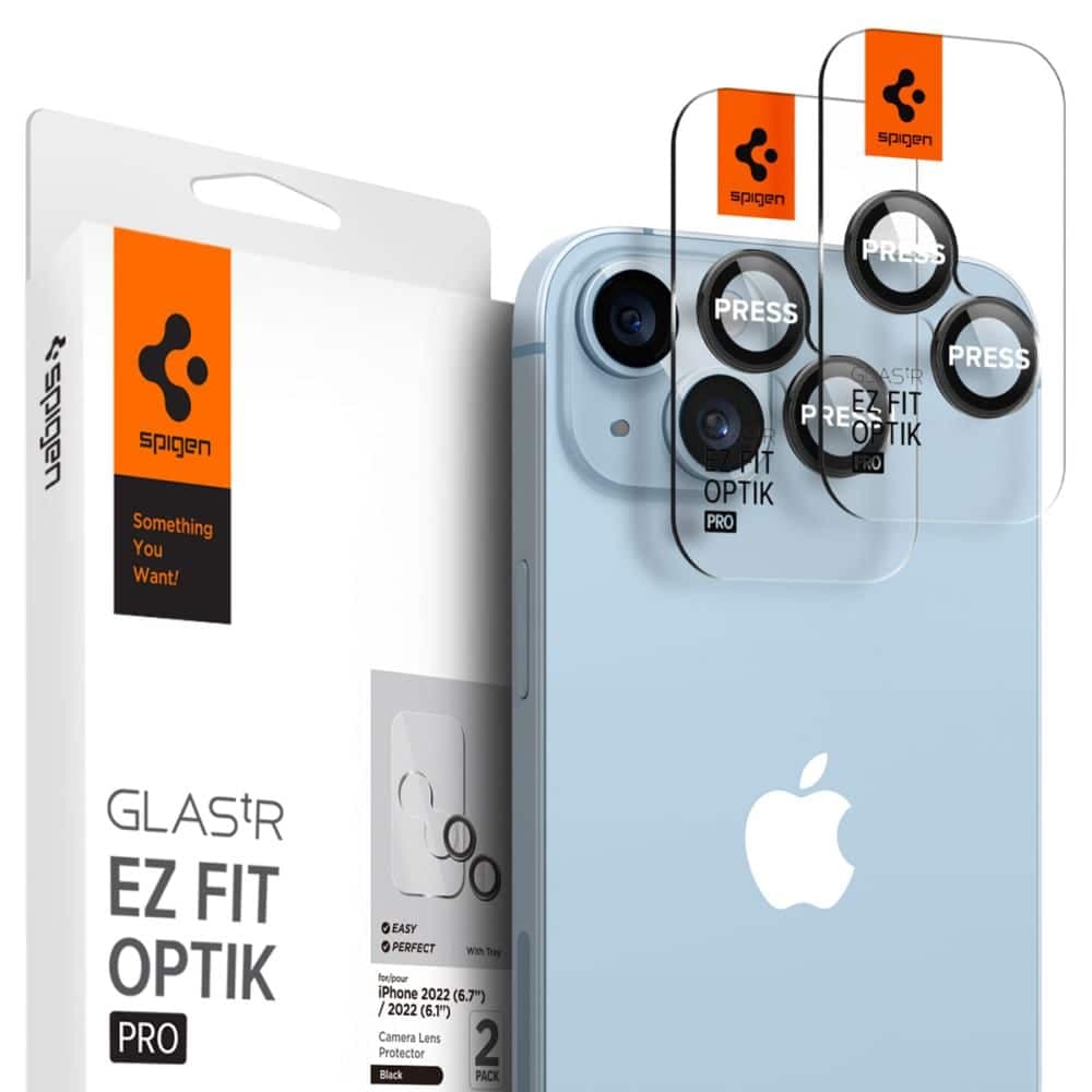 Spigen Optik.Tr Camera iPhone 14/14 Plus /15/15Plus EZ FIT Lens 2szt./2pcs μαύρο AGL05213