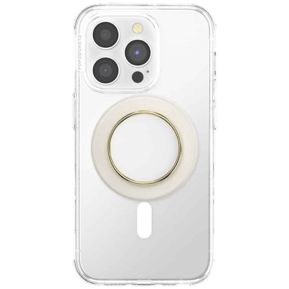 Πρόσφυση Και Στήριξη Για Τηλέφωνο Popsockets Round Luxe Coconut Creme Enamel Magsafe Μπεζ 8 5