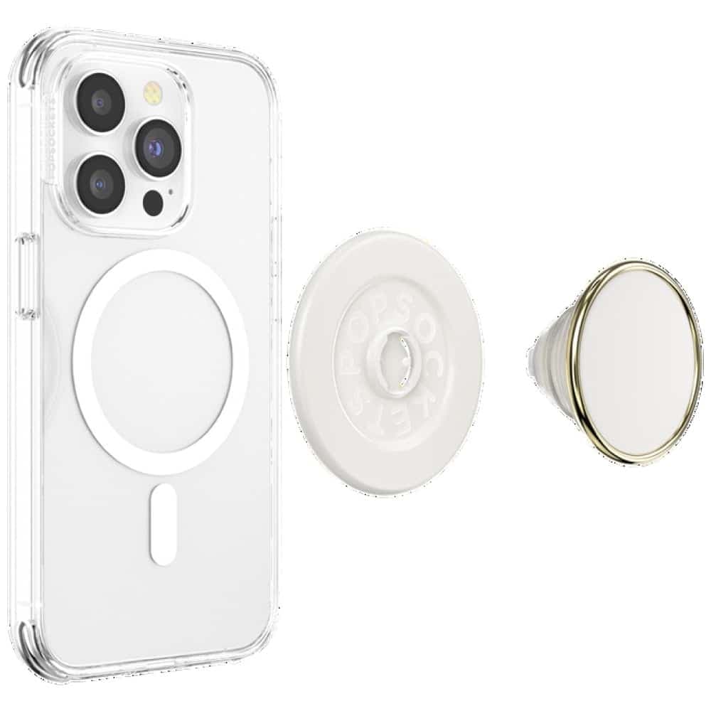 Πρόσφυση Και Στήριξη Για Τηλέφωνο Popsockets Round Luxe Coconut Creme Enamel Magsafe Μπεζ 8 6