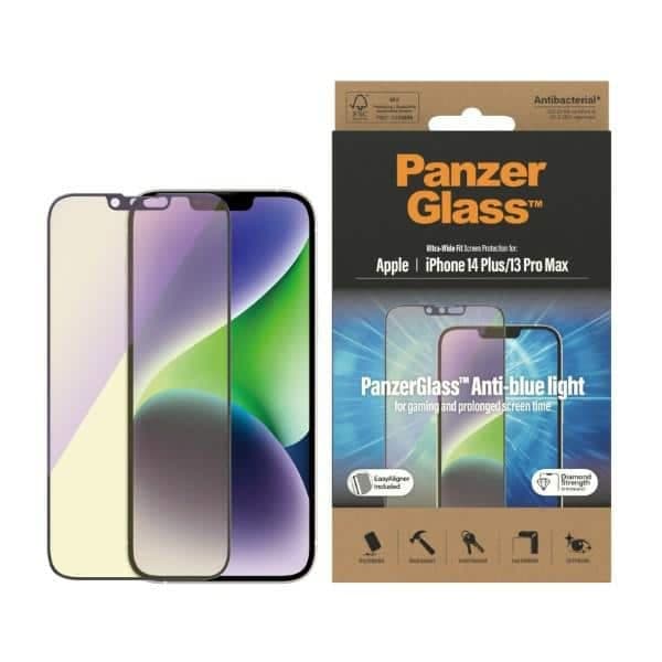 Panzerglass Ultra-Wide Fit Αντιμπλέ Φωτός Για iPhone 14 Plus / 13 Pro Max 6,7" Με Easyaligner Και Αντιβακτηριακή Προστασία 2793