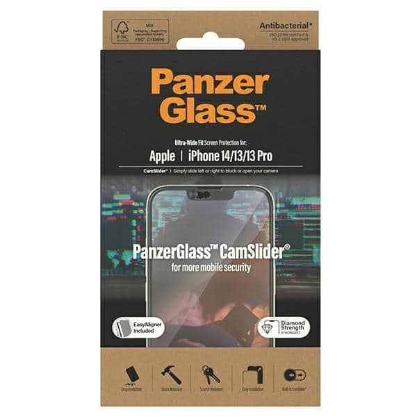 Panzerglass Ultra-Wide Fit Για iPhone 14 / 13 / 13 Pro 6.1" - Προστασία Οθόνης Camslider Με Αντιβακτηριακή Τεχνολογία Και Easy Aligner 3