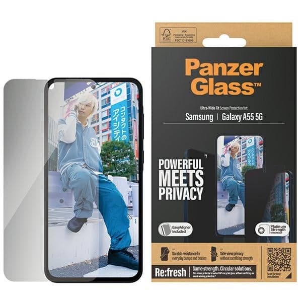 Panzerglass Ultra-Wide Fit Προστασία Οθόνης Samsung Galaxy A55 5g Με Φίλτρο Ιδιωτικότητας Και Easy Aligner P7358