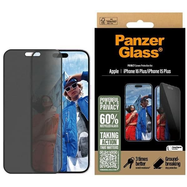 Panzerglass Προστατευτική Οθόνη Ιδιωτικότητας Για iPhone 16 Plus / 15 Plus 6.7" Ultra-Wide Fit P2863
