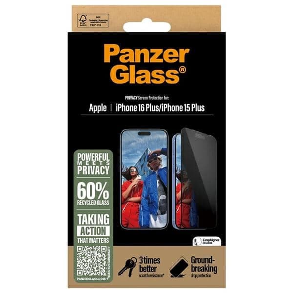 Panzerglass Προστατευτική Οθόνη Ιδιωτικότητας Για iPhone 16 Plus / 15 Plus 6.7" Ultra-Wide Fit P2863 4