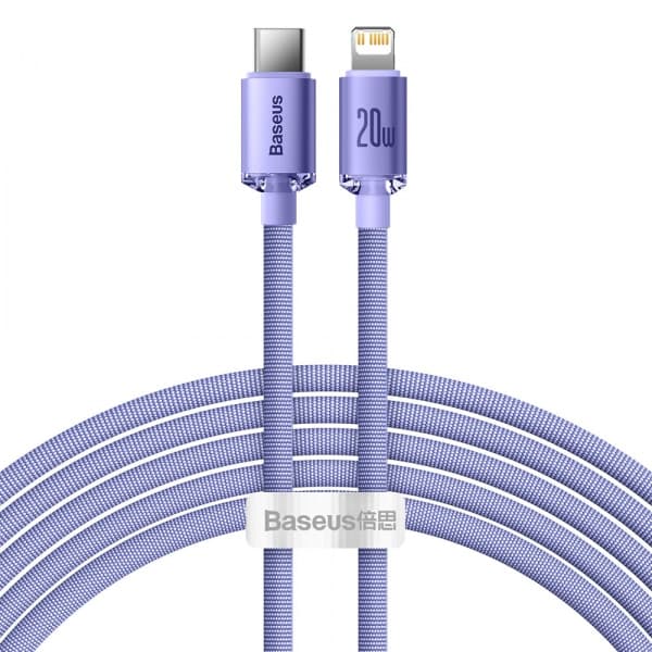 USB-C To Lightning Καλώδιο Baseus Crystal Shine Series, 20w, 2.4a, 2m, Purple Cajy000305