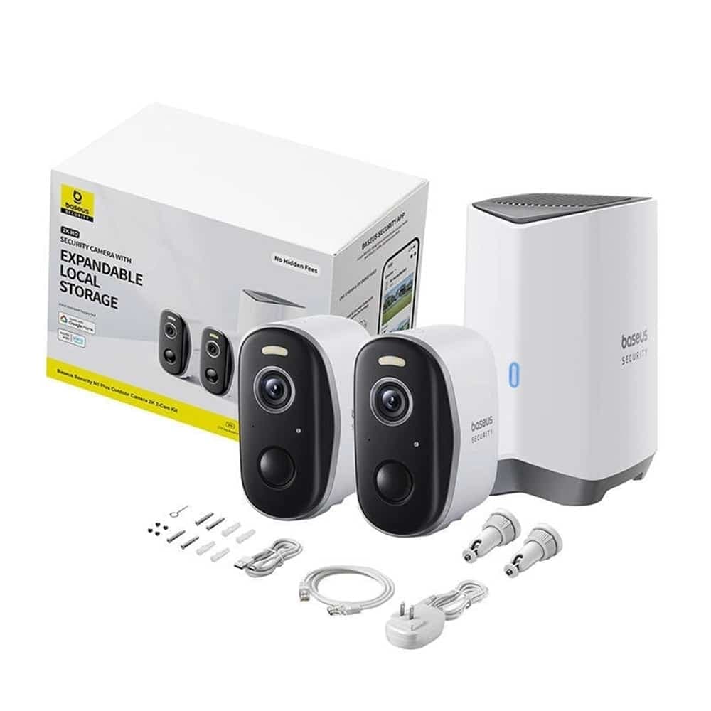 Baseus - Outdoor Camera Security N1 Plus (s0ty002131) - 2k, 16gb, 2 Camera Kit, Two-Way Talk, Night Vision, Ip67 - Moon White 7