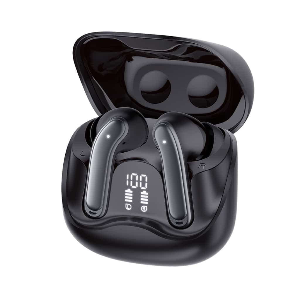 Techsuit - Premium Wireless Earbuds Echofit pro (cw5) - Bluetooth V5.4, Anc, Enc, 400mah, Multi-Connect, Fast Charging, 6 Mic - Black 6