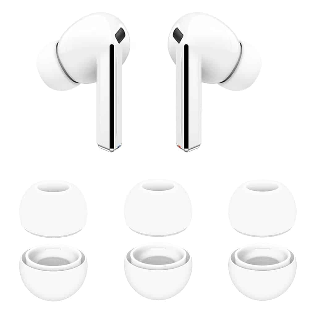 Techsuit - (3 Pack) Replacement Ear Tips Airvibe (et3) -For Samsung Galaxy Buds 3 Pro, Premium Silicone S, M, L Sizes - White