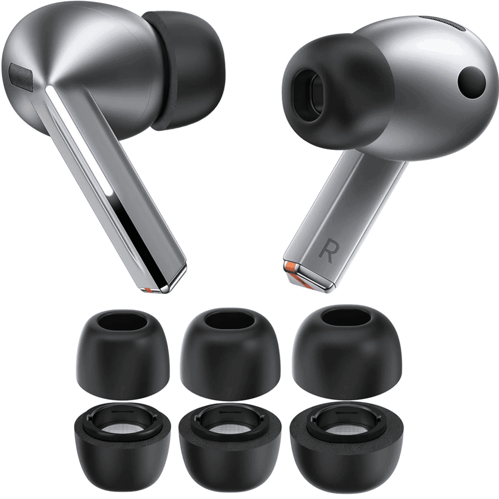 Techsuit - (3 Pack) Replacement Ear Tips Airvibe (et3) -For Samsung Galaxy Buds 3 Pro, Premium Silicone S, M, L Sizes - White 6