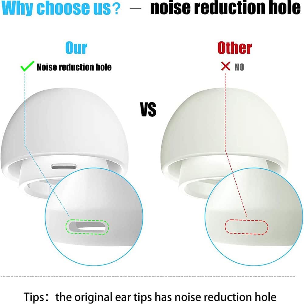 Techsuit - (3 Pack) Replacement Ear Tips Airvibe (et2) - For Apple Airpods Pro 3, Premium Silicone Xs, S, L Sizes - White 7