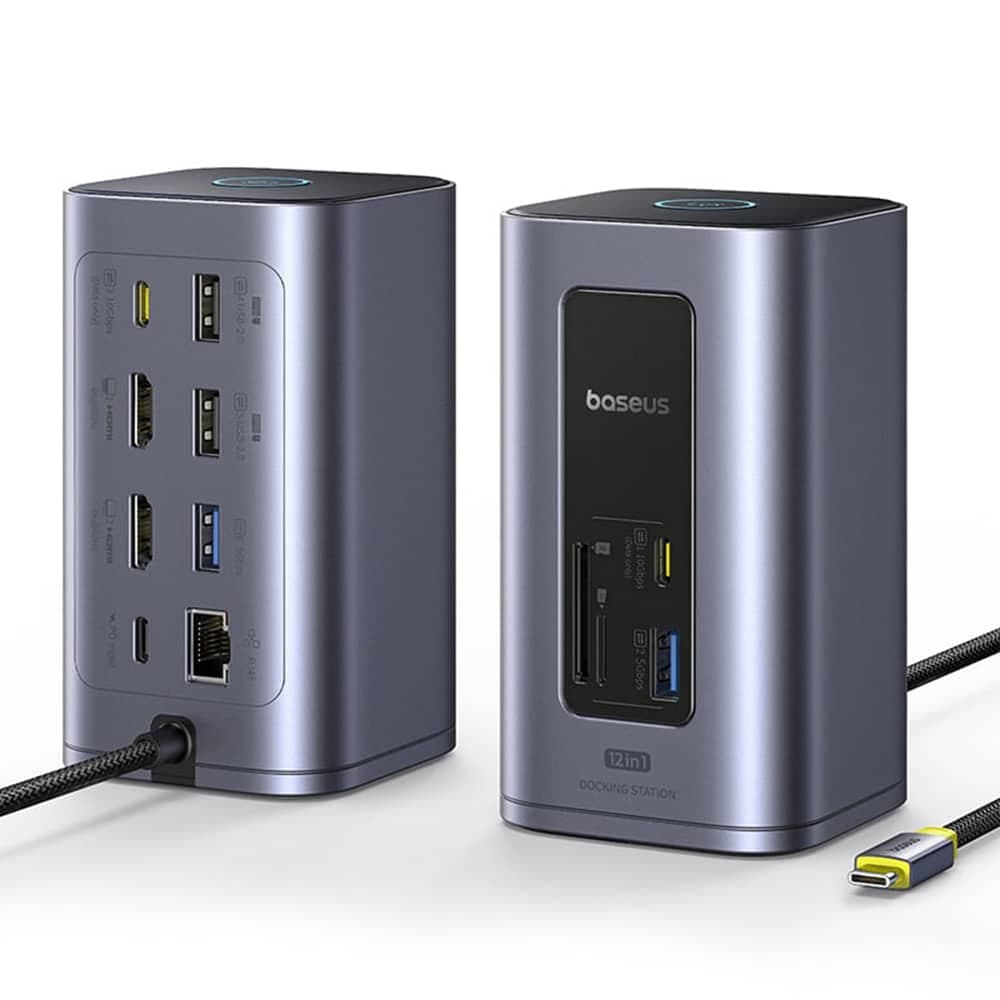 Baseus - Docking Station Nu1 Air Spacemate (b00568103813-00) - Usb-C To 2x Hdmi, 3x Usb-C, 4x Usb, Rj45, Sd/tf - Space Grey