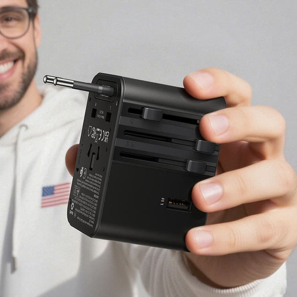Acefast - Travel Adapter (z8) - 3x Usb-C, 2x Usb, Eu, Uk, Aus, Us, 45w, Gan Technology, Fast Charging - Black 6