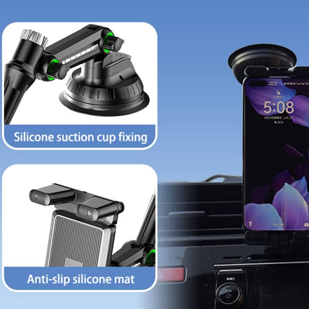Techsuit - Car Holder Tabbyx (st1) - For Tablet/phone, Flexible, 360° Adjust, Universal - Black 5