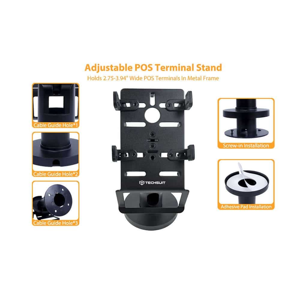 Techsuit - Pos Stand Paynest (pos1) - 270° Horizontal Rotation, Tilt Up To 30°, Hold Steadily, 3m Adhesive - Black 4