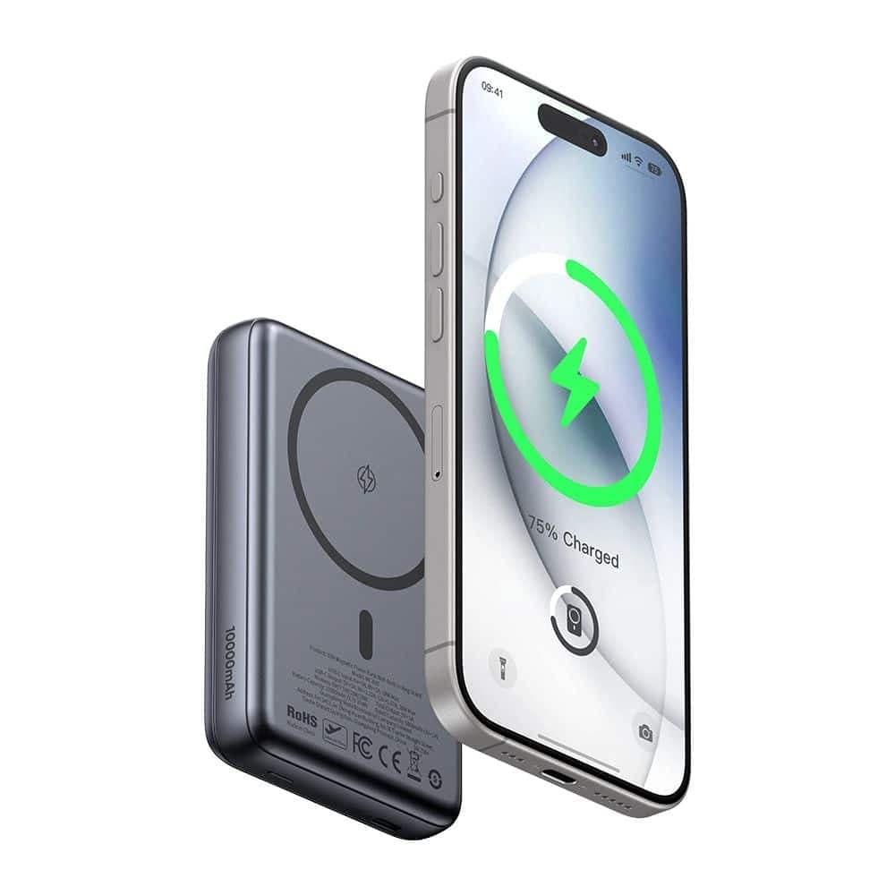 Mcdodo - Magnetic Power Bank Meta Series (mc-8371) - Built-In 360° Ring Stand, 10000mah, 20w, Digital Display - Dark Grey 3