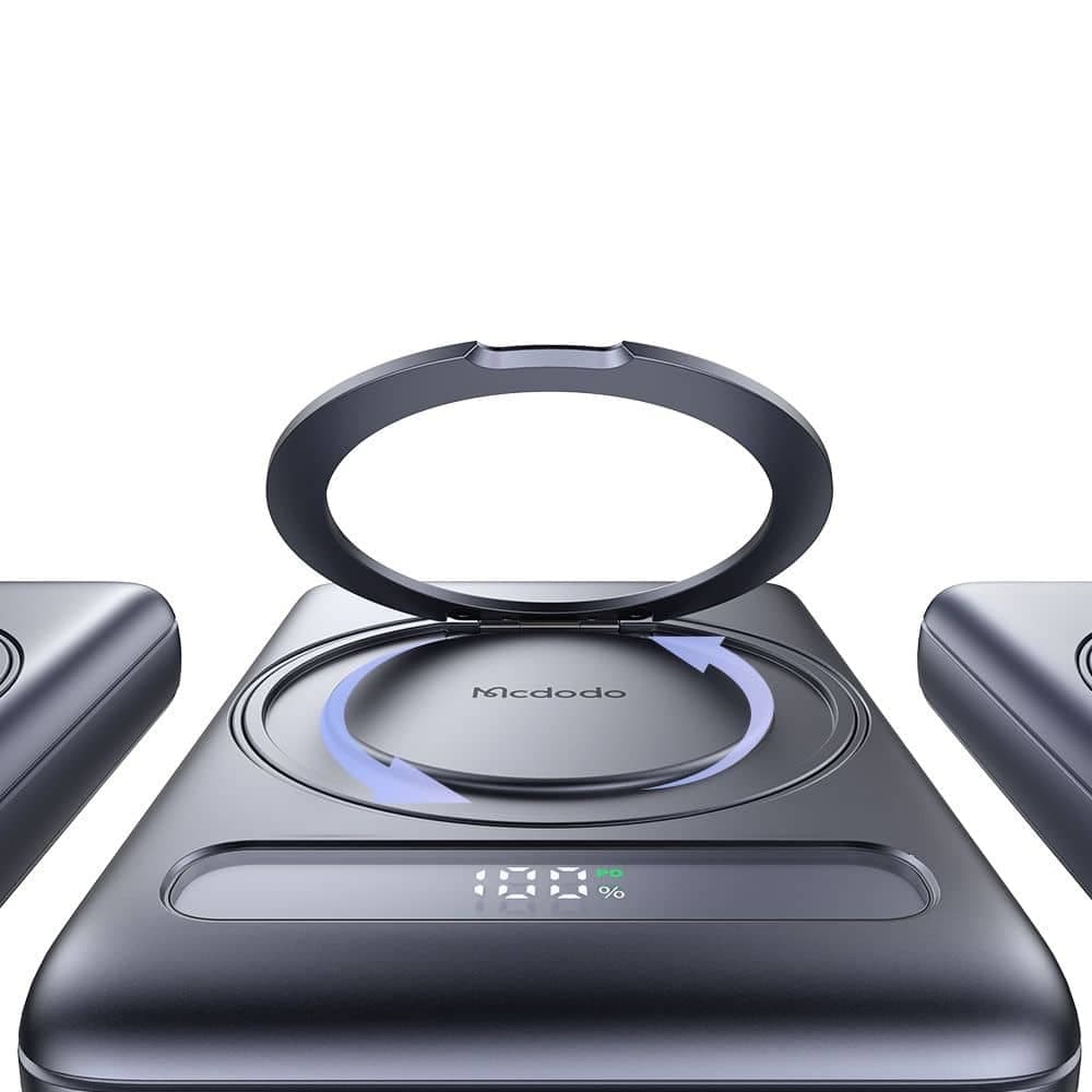 Mcdodo - Magnetic Power Bank Meta Series (mc-8371) - Built-In 360° Ring Stand, 10000mah, 20w, Digital Display - Dark Grey 6