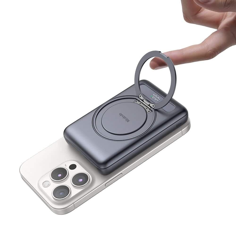 Mcdodo - Magnetic Power Bank Meta Series (mc-8371) - Built-In 360° Ring Stand, 10000mah, 20w, Digital Display - Dark Grey 4
