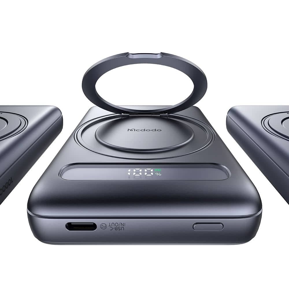 Mcdodo - Magnetic Power Bank Meta Series (mc-8371) - Built-In 360° Ring Stand, 10000mah, 20w, Digital Display - Dark Grey 5
