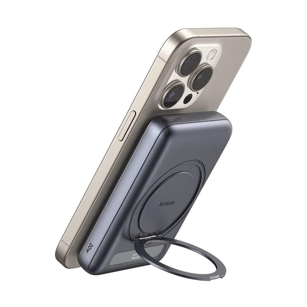 Mcdodo - Magnetic Power Bank Meta Series (mc-8371) - Built-In 360° Ring Stand, 10000mah, 20w, Digital Display - Dark Grey 2
