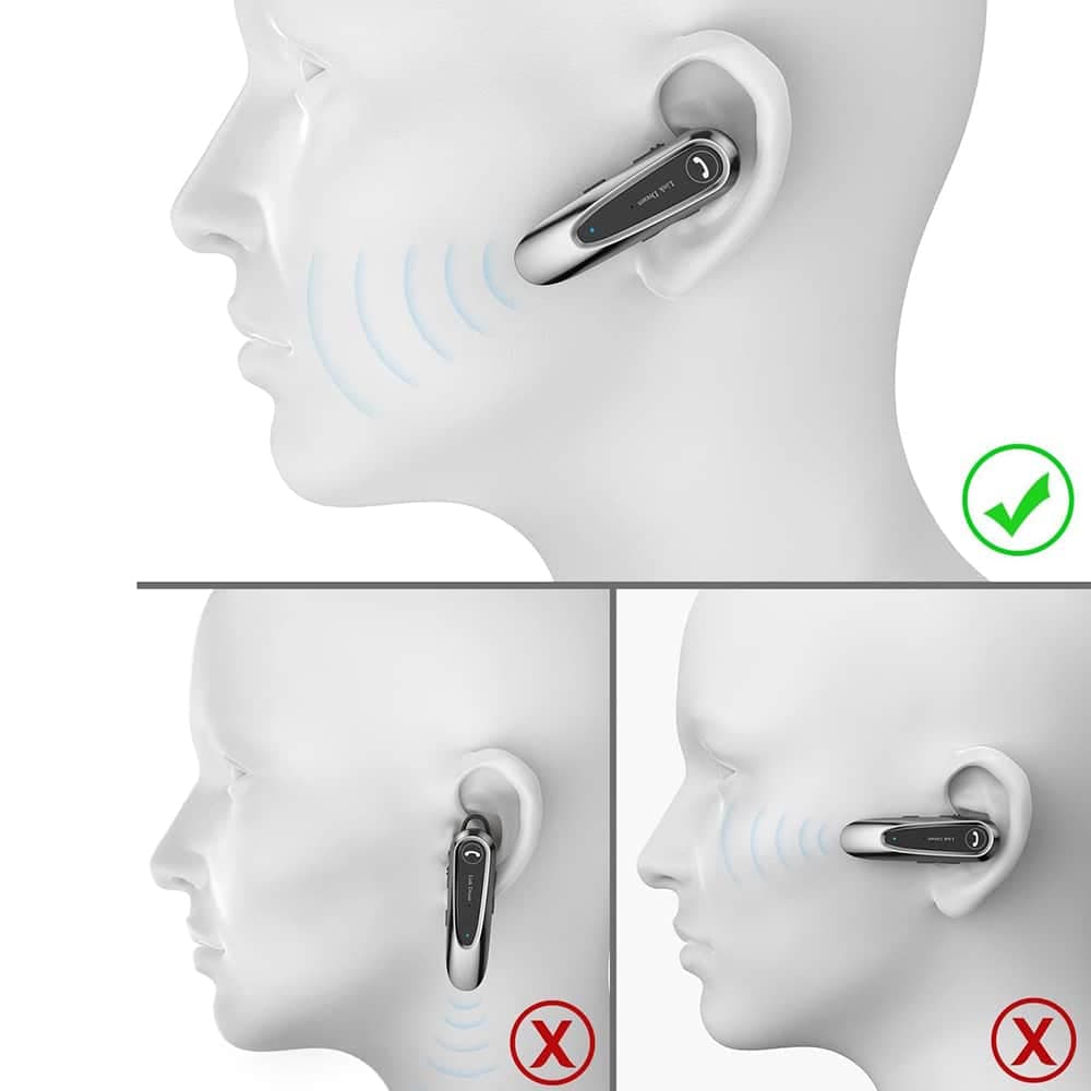 Techsuit - Premium Bluetooth Headset Airtalk (cb2) - Bluetooth, 20 Hours Talk Time, Type-C, Lightweight, Dual Mic - Black 2