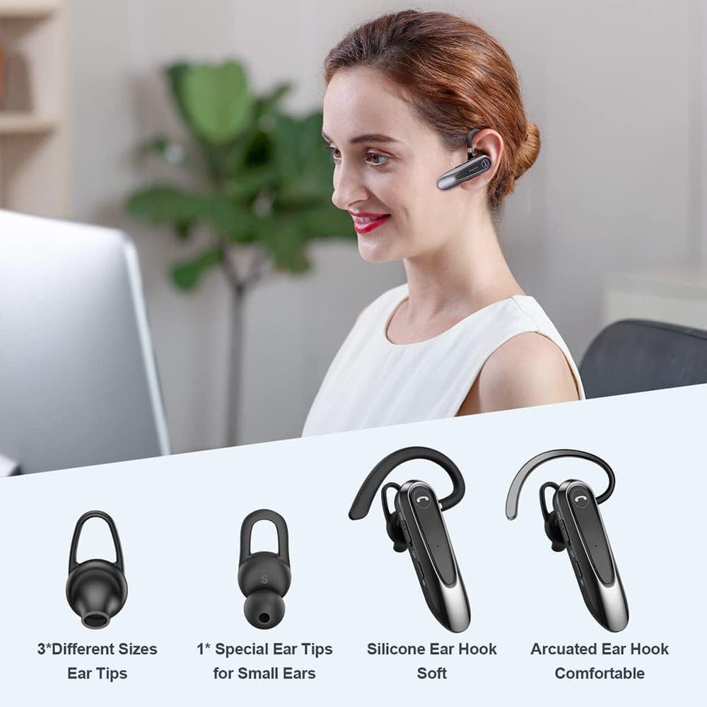 Techsuit - Premium Bluetooth Headset Airtalk (cb2) - Bluetooth, 20 Hours Talk Time, Type-C, Lightweight, Dual Mic - Black 5