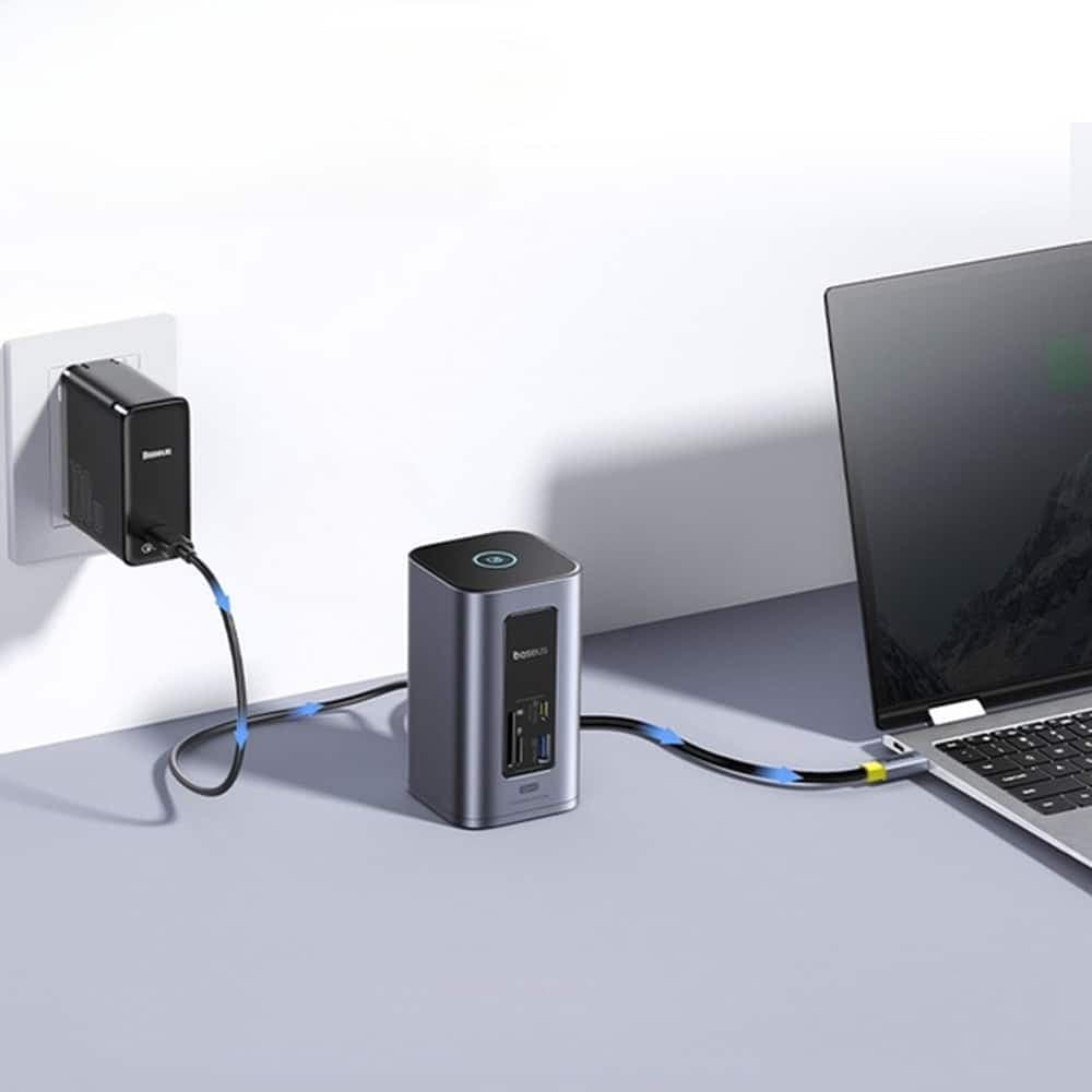 Baseus - Docking Station Nu1 Air Spacemate (b00568103813-00) - Usb-C To 2x Hdmi, 3x Usb-C, 4x Usb, Rj45, Sd/tf - Space Grey 5