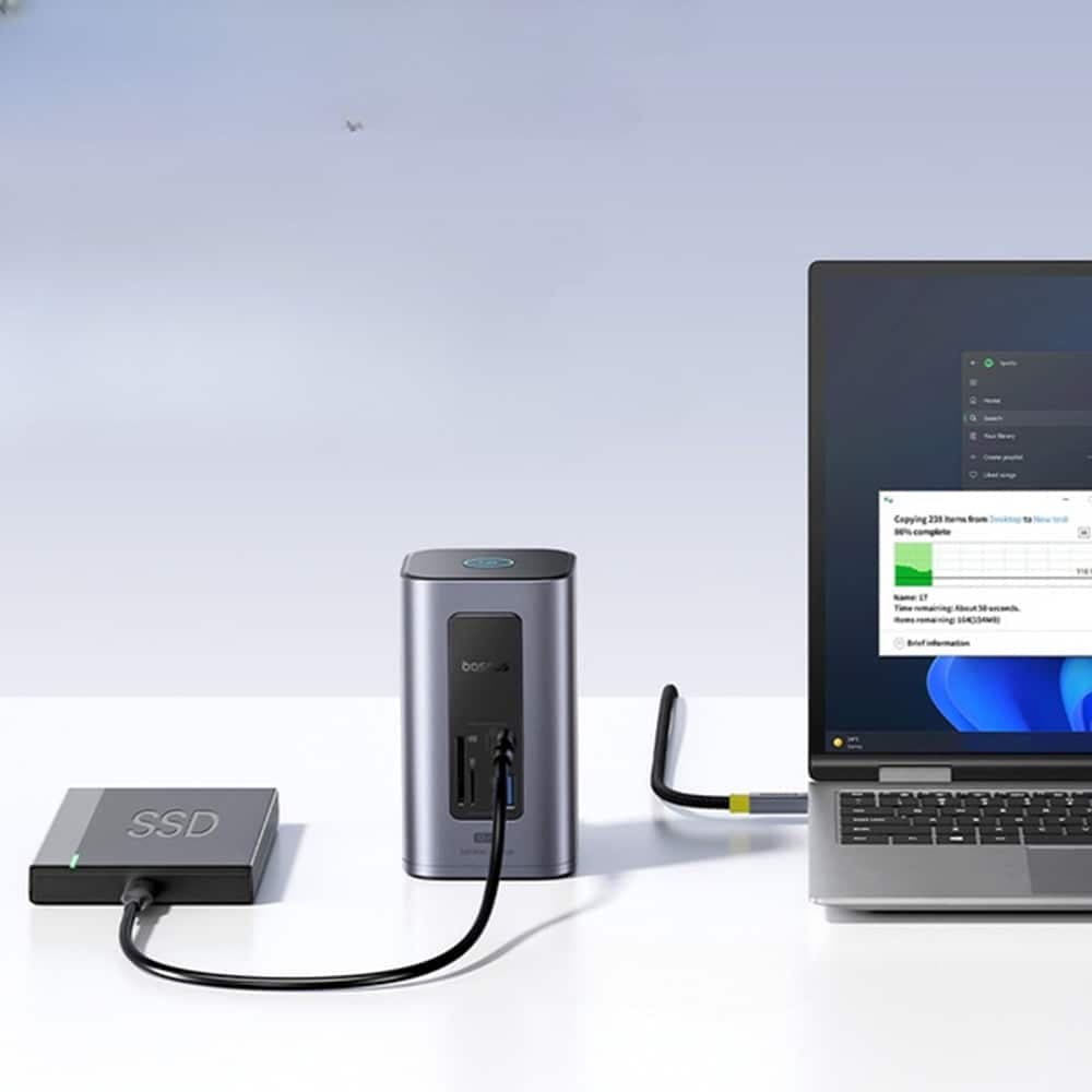 Baseus - Docking Station Nu1 Air Spacemate (b00568103813-00) - Usb-C To 2x Hdmi, 3x Usb-C, 4x Usb, Rj45, Sd/tf - Space Grey 4