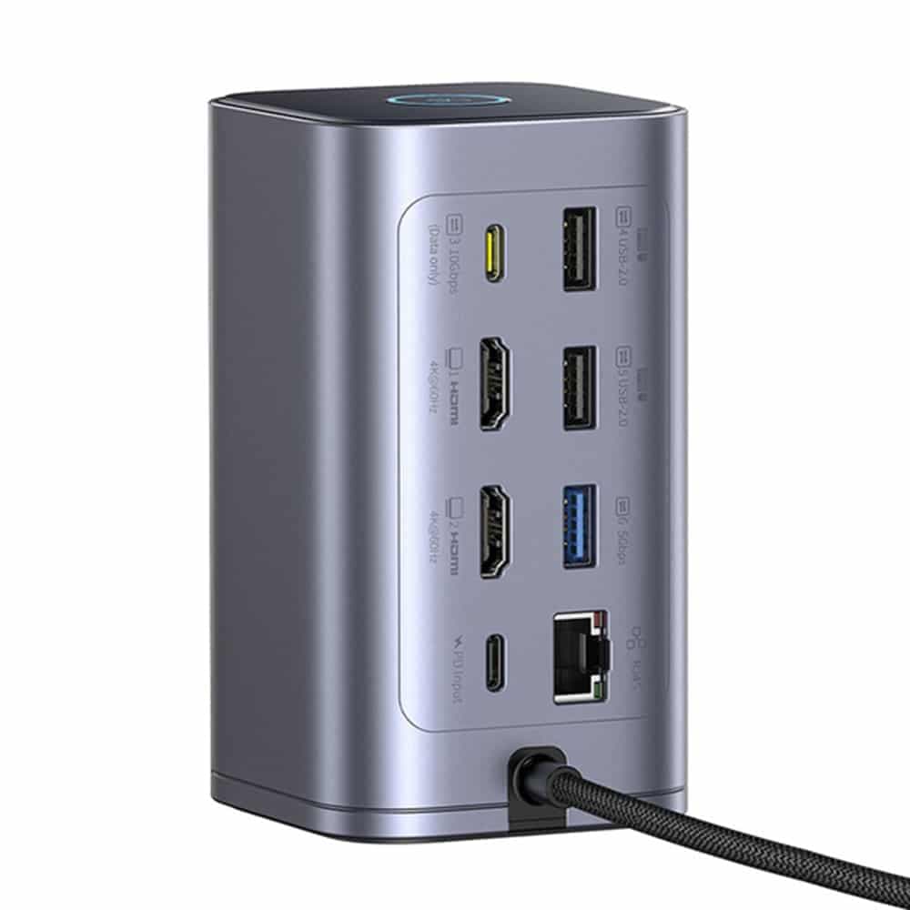 Baseus - Docking Station Nu1 Air Spacemate (b00568103813-00) - Usb-C To 2x Hdmi, 3x Usb-C, 4x Usb, Rj45, Sd/tf - Space Grey 3