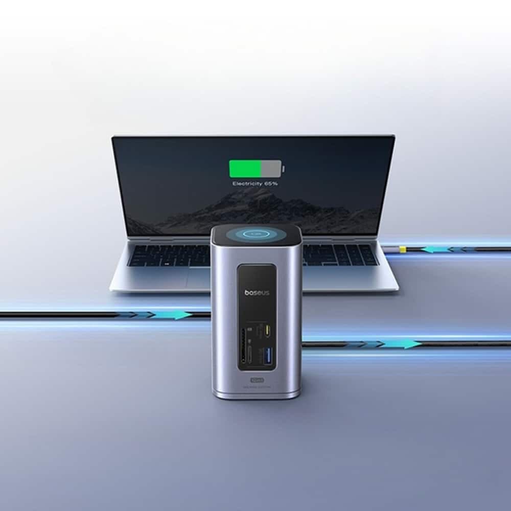 Baseus - Docking Station Nu1 Air Spacemate (b00568103813-00) - Usb-C To 2x Hdmi, 3x Usb-C, 4x Usb, Rj45, Sd/tf - Space Grey 6