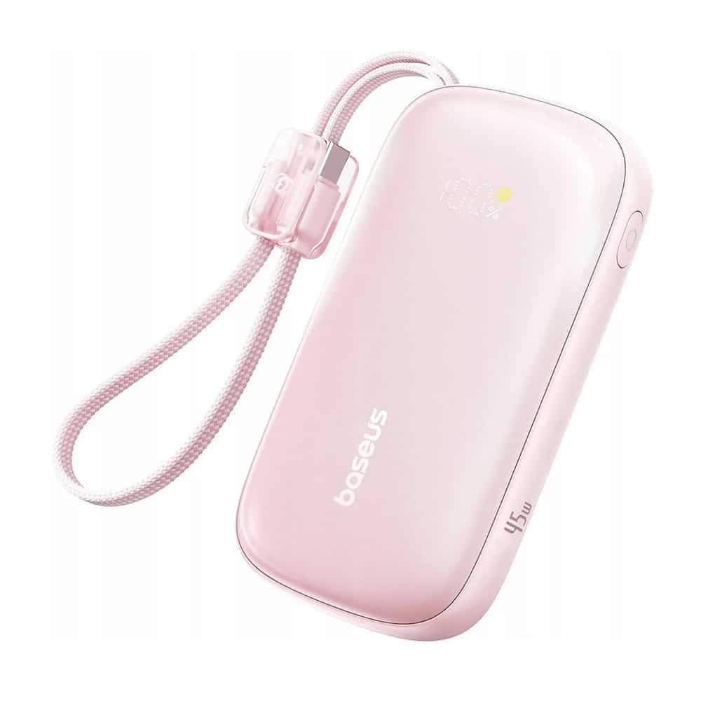 Baseus - Power Bank Enerfill Fc21 Qpow 3 Ultra (e0027q02) - Detachable Cable, 10000mah, 45w, Digital Display - Nebula Pink