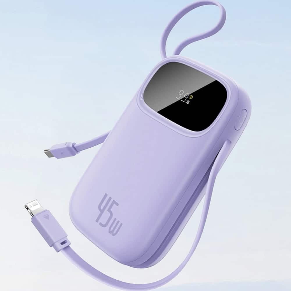 Baseus - Power Bank Enerfill Fc31 Qpow 3 (e0028c01) - Usb-C/lightning Cables, 10000mah, 45w, Digital Display - Moon White 2