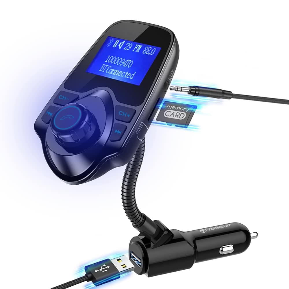 Techsuit - Fm Modulator Jamlink (mfm4) - Bluetooth, Jack 3.5mm, Tf Card, 10–24v - Black 2