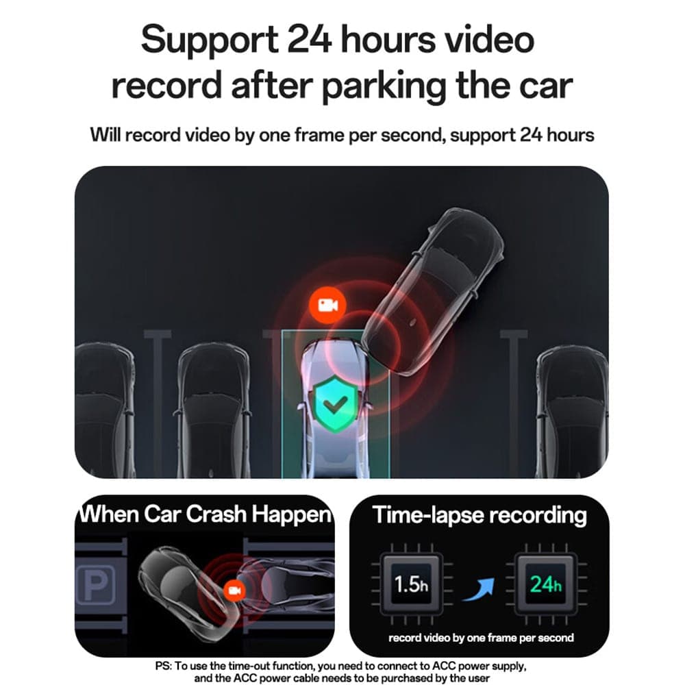 Yesido - Dash Camera (km22) - 120° Wide-Angle Lens, 1080p Dual-Channel Recording - Black 2