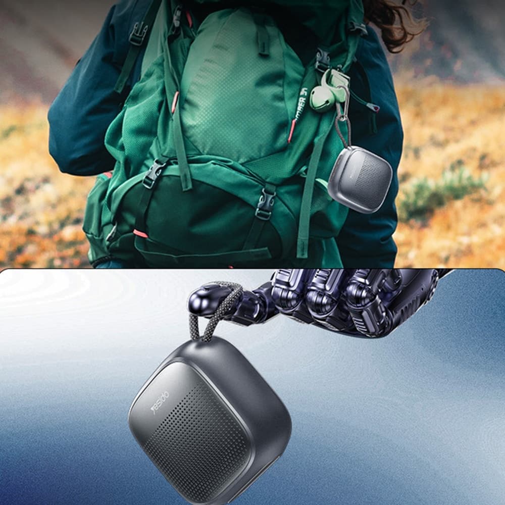 Yesido - Wireless Speaker (ysw24) - Bluetooth 5.3, Mini Design, Waterproof, Lanyard, Tf, Aux, Type-C, 1000mah - Black 6