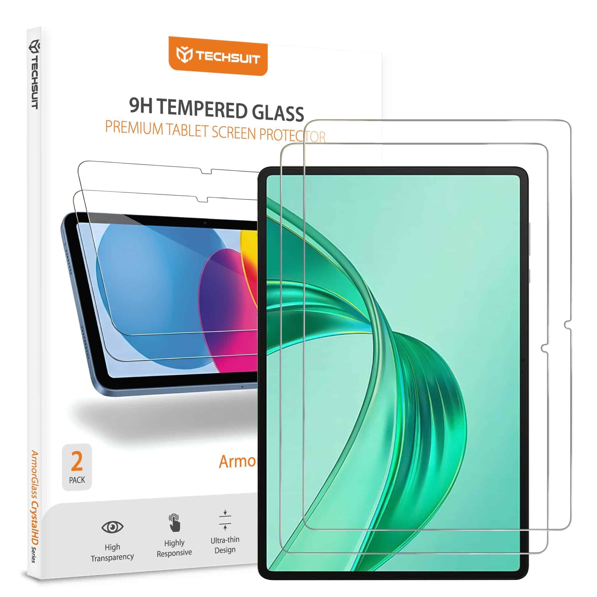 Techsuit - Armorglass Crystalhd (2 Pack) - Honor Pad X8a / Oppo Pad (2022) / Xiaomi Pad 6 / Pad 6 Pro - Clear